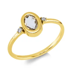 Ring aus 750 Gelbgold Amethyst 0,4ct grün 2 Brillanten 0,03ct TW-SI B:7,9mm