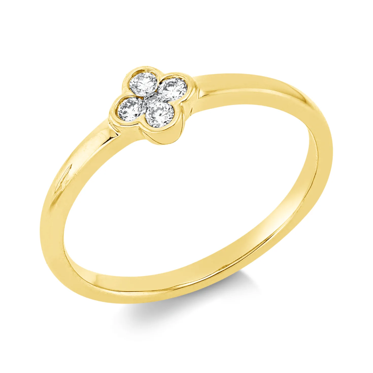 Ring aus 750 Gelbgold 4 Brillanten 0,09ct TW-SI 1 Brillant 0,01ct TW-SI B:5,3mm