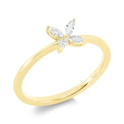 Ring aus 750 Gelbgold 4 Diamanten Navette-Schliff 0,13ct TW-SI B:5,7mm