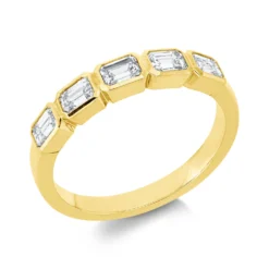 Ring aus 750 Gelbgold 5 Diamanten Smaragd-Schliff 0,81ct TW-SI B:3,3mm
