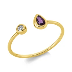Ring aus 750 Gelbgold Rubin 0,24ct rot Brillant 0,04ct I-SI/PI B:5,2mm