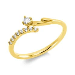 Ring aus 750 Gold Gelbgold 9 Brillanten 0,11ct TW-PI B:5,5mm