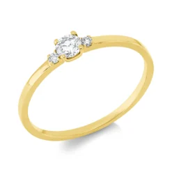 Ring aus 750 Gold Gelbgold 3 Brillanten 0,2ct W-SI B:3,3mm 4er-Krappe