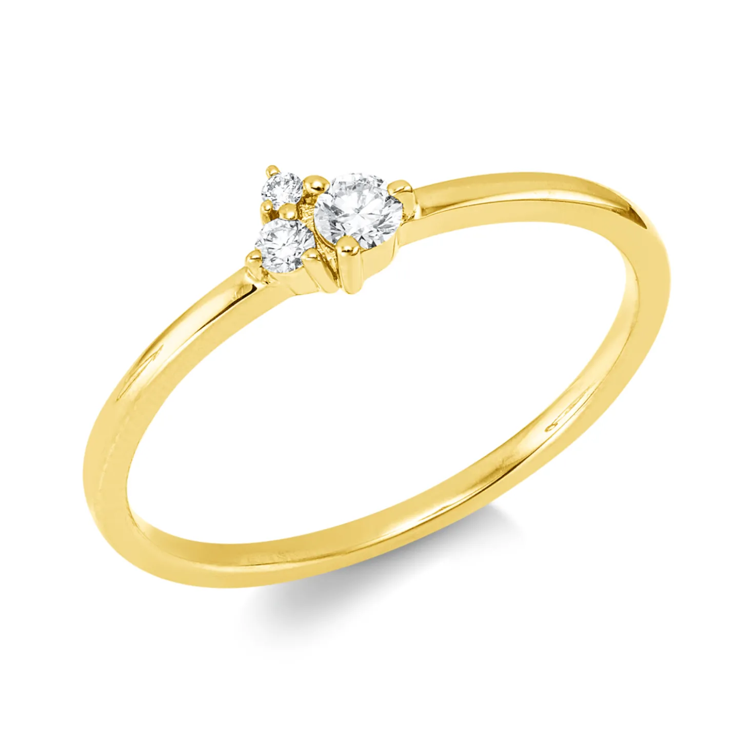 Ring aus 750 Gold Gelbgold 3 Brillanten 0,12ct W-SI B:4,4mm