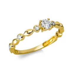 Ring aus 750 Gold Gelbgold 7 Brillanten 0,32ct TW-SI B:3,8mm 4er-Krappe