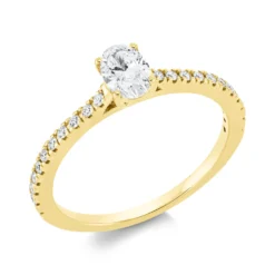 Ring aus 750 Gold Gelbgold 23 Diamanten 0,54ct TW-SI B:5,8mm 4er-Krappe