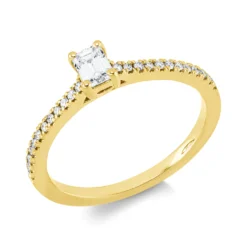 Ring aus 750 Gold Gelbgold 25 Diamanten 0,39ct TW-SI B:4,9mm 4er-Krappe
