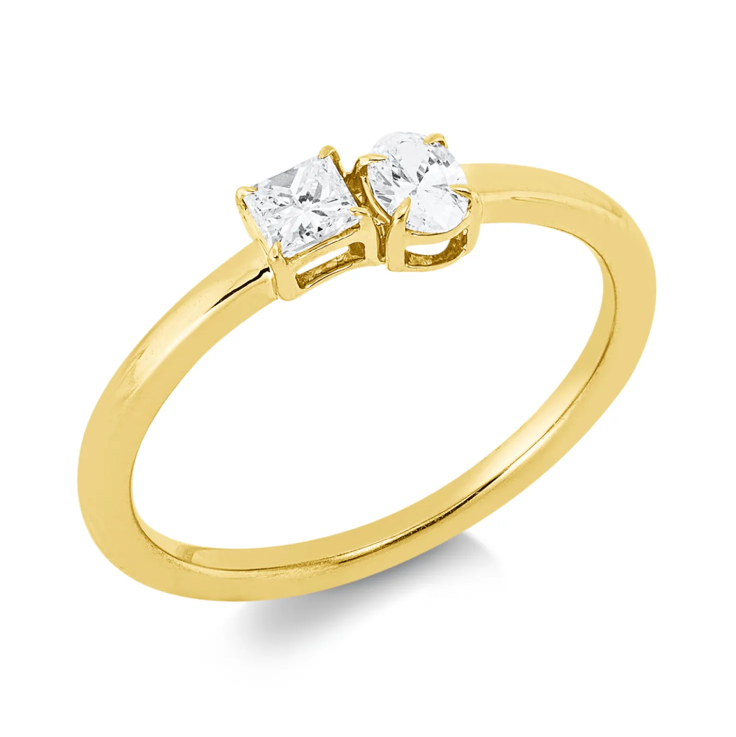 Ring aus 750 Gold Gelbgold 2 Diamanten 0,3ct TW-SI B:4,4mm