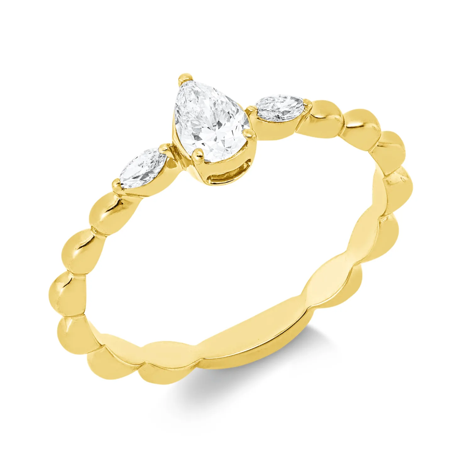 Ring aus 750 Gold Gelbgold 3 Diamanten 0,34ct TW-SI B:5,8mm