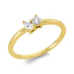 Ring aus 750 Gold Gelbgold 2 Diamanten 0,2ct TW-SI B:4,1mm