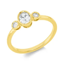 Ring aus 750 Gold Gelbgold 3 Diamanten 0,5ct TW-SI B:6,7mm Zarge