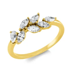 Ring aus 750 Gold Gelbgold 7 Diamanten 0,63ct TW-SI B:5,8mm