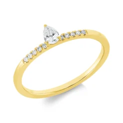 Ring aus 750 Gold Gelbgold 11 Diamanten 0,2ct TW-SI B:4,5mm 3er-Krappe