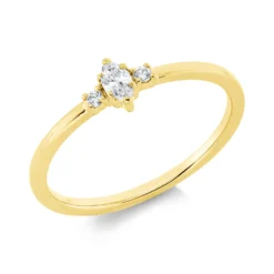 Ring aus 750 Gold Gelbgold 3 Diamanten 0,14ct TW-SI B:4,9mm 6er-Krappe