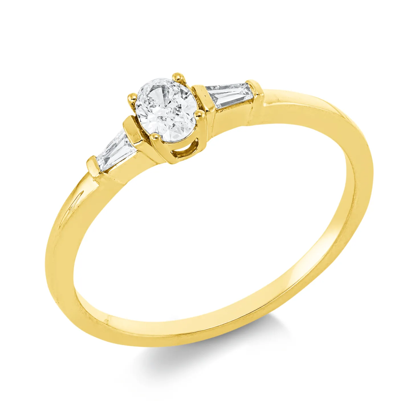 Ring aus 750 Gold Gelbgold 3 Diamanten 0,23ct TW-SI B:4,2mm