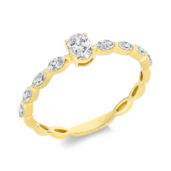 Ring aus 750 Gold Gelbgold 9 Diamanten 0,5ct TW-SI B:4,3mm