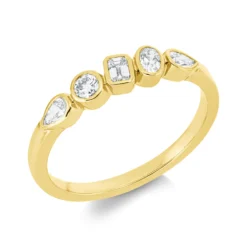 Ring aus 750 Gold Gelbgold 5 Diamanten 0,4ct TW-SI B:4,1mm