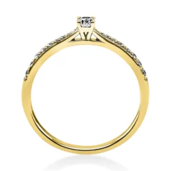 Ring aus 750 Gold Gelbgold mit 19 Diamanten Brillanten 0,22 Ct. 4er-Krappe