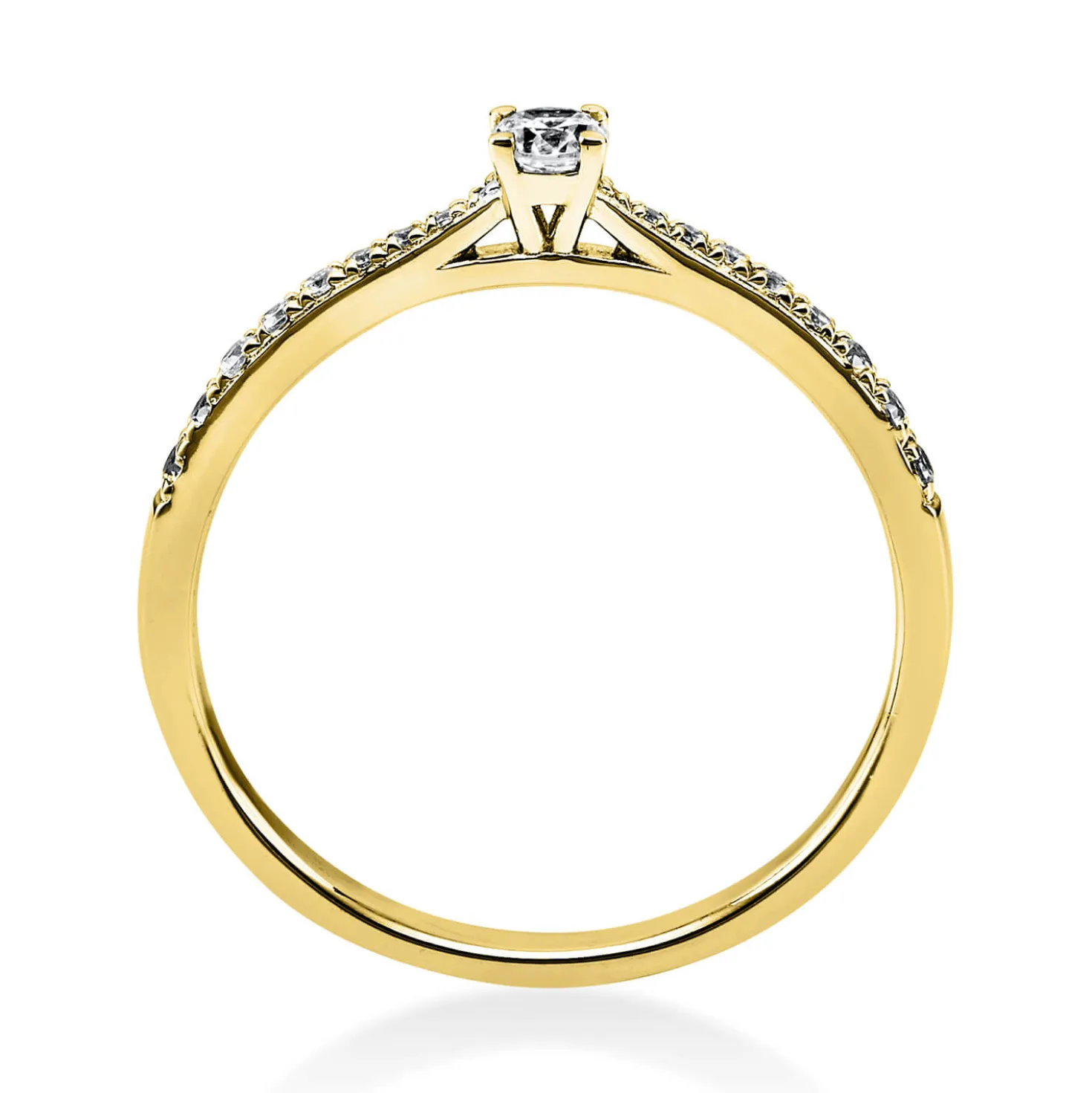 Ring aus 750 Gold Gelbgold mit 19 Diamanten Brillanten 0,22 Ct. 4er-Krappe