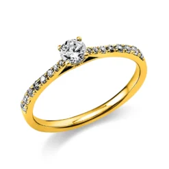 Ring aus 750 Gold Gelbgold mit 17 Diamanten Brillanten 0,37 Ct. 4er-Krappe