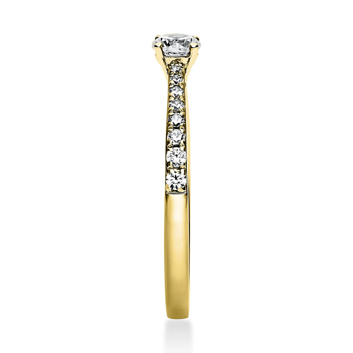 Ring aus 750 Gold Gelbgold mit 17 Diamanten Brillanten 0,37 Ct. 4er-Krappe