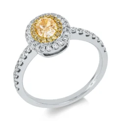 Ring aus 750 Gold gelb/weiß 54 Diamanten 0,96ct B:10mm 4er-Krappe