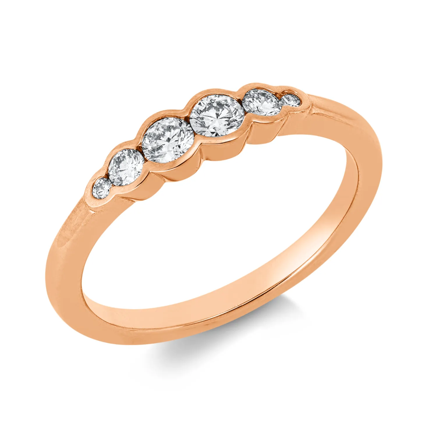 Ring aus 750 Gold Rotgold 6 Diamanten 0,31ct TW-SI B:3,8mm
