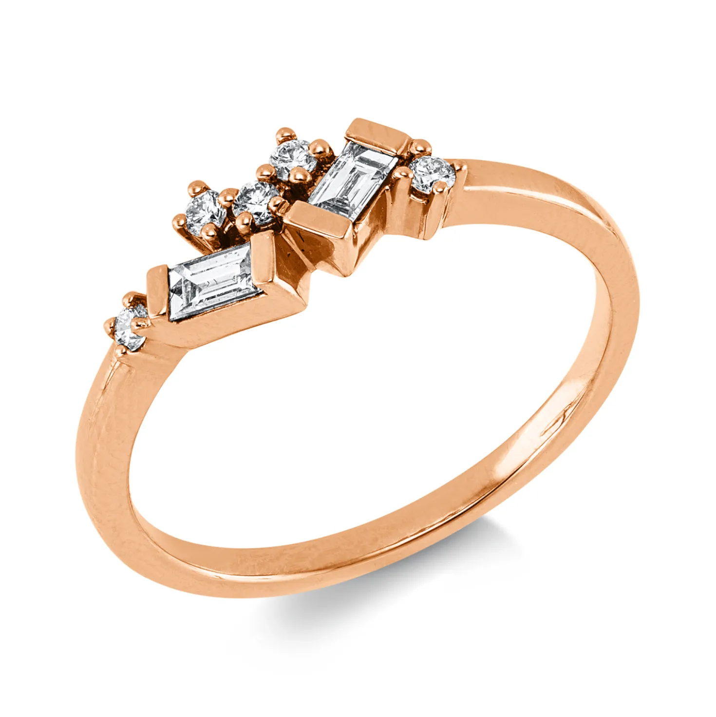Ring aus 750 Gold Rotgold 7 Diamanten 0,2ct B:5,1mm