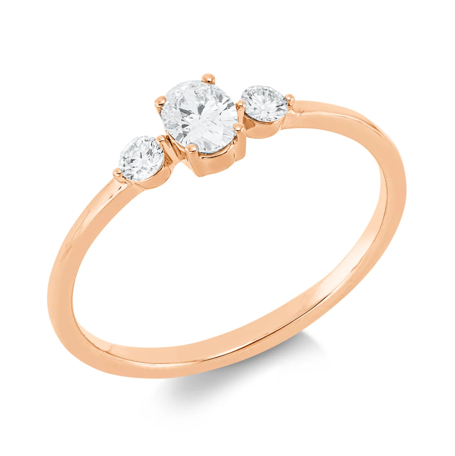 Ring aus 750 Gold Rotgold 3 Diamanten 0,34ct TW-SI B:4,5mm