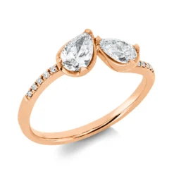 Ring aus 750 Gold Rotgold 12 Diamanten 0,73ct B:6mm 3er-Krappe