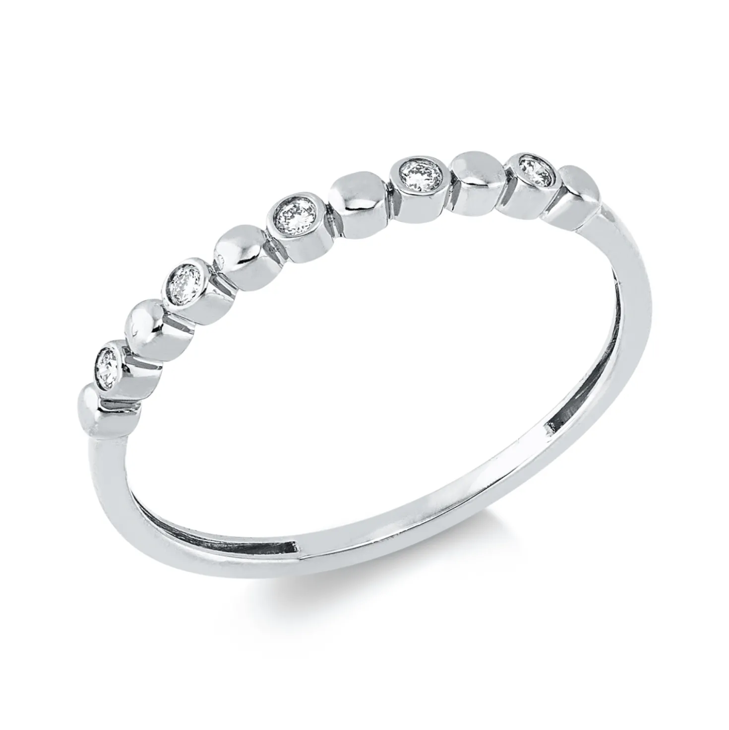 Ring aus 750 Gold Weißgold 5 Brillanten 0,05ct TW-SI B:1,8mm Zarge