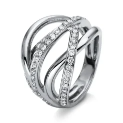 Ring aus 750 Gold Weißgold 54 Brillanten 0,67ct TW-VSI B:15mm