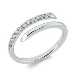 Ring aus 585 Gold Weißgold 11 Brillanten 0,15ct TW-PI B:5,3mm