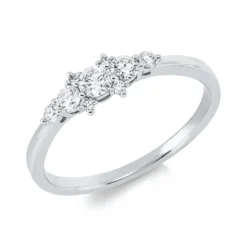Ring aus 750 Gold Weißgold 9 Brillanten 0,34ct TW-PI B:5mm
