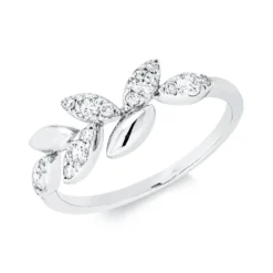 Ring aus 750 Gold Weißgold 15 Brillanten 0,33ct TW-SI H:7mm
