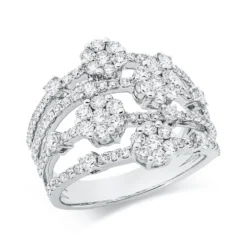Ring aus 750 Gold Weißgold 106 Brillanten 1,6ct TW-SI B:17,4mm