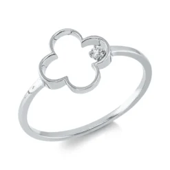Ring aus 750 Gold Weißgold Brillant 0,02ct TW-SI B:9,7mm 4er-Krappe