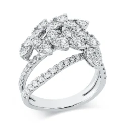 Ring aus 750 Gold Weißgold 68 Brillanten 1,38ct TW-SI B:15,5mm