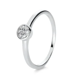 Ring aus 585 Gold Weißgold 7 Brillanten 0,09ct TW-SI B:1,8mm Zarge