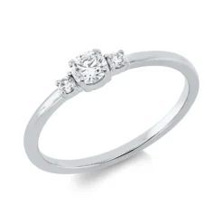 Ring aus 750 Gold Weißgold 3 Brillanten 0,24ct TW-SI B:5mm 4er-Krappe