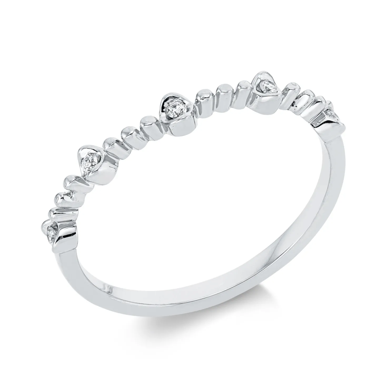 Ring aus 750 Gold Weißgold 5 Brillanten 0,06ct TW-SI B:2,6mm