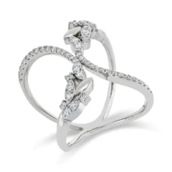 Ring aus 750 Gold Weißgold 50 Brillanten 0,51ct TW-SI B:20,3mm