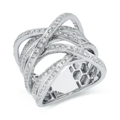 Ring aus 750 Gold Weißgold 157 Brillanten 1,38ct TW-VSI B:19,7mm