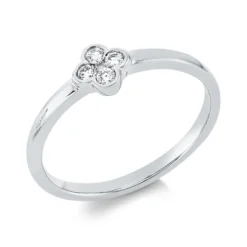 Ring aus 750 Gold Weißgold 5 Brillanten 0,1ct TW-SI B:5,3mm