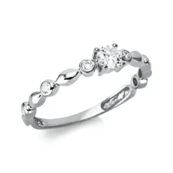 Ring aus 750 Gold Weißgold 7 Brillanten 0,32ct TW-SI B:3,8mm 4er-Krappe