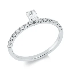 Ring aus 750 Gold Weißgold 15 Diamanten 0,34ct B:4,3mm 4er-Krappe