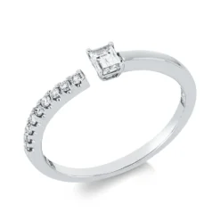 Ring aus 750 Gold Weißgold 10 Diamanten 0,26ct B:3,8mm