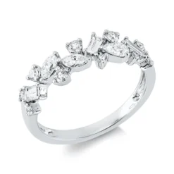 Ring aus 750 Gold Weißgold 16 Diamanten 0,61ct TW-VSI/SI B:5,6mm