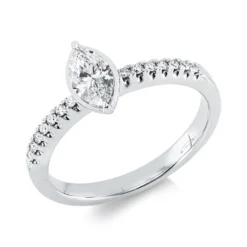 Ring aus 585 Gold Weißgold 15 Diamanten 0,51ct B:8,4mm 2er-Krappe