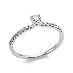 Ring aus 750 Gold Weißgold 19 Diamanten 0,36ct TW-SI B:3,6mm 4er-Krappe